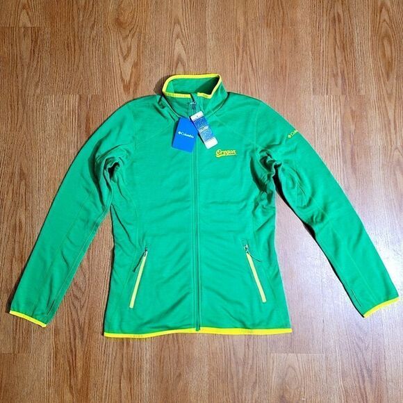Columbia NCAA Oregon Ducks Jacket Sapphire Trail Fleece Omni-Heat Small S Green - Picture 1 of 13